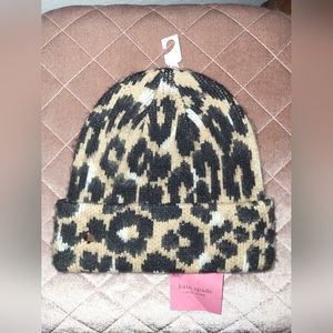 Kate Spade brushed leopard beanie NWT